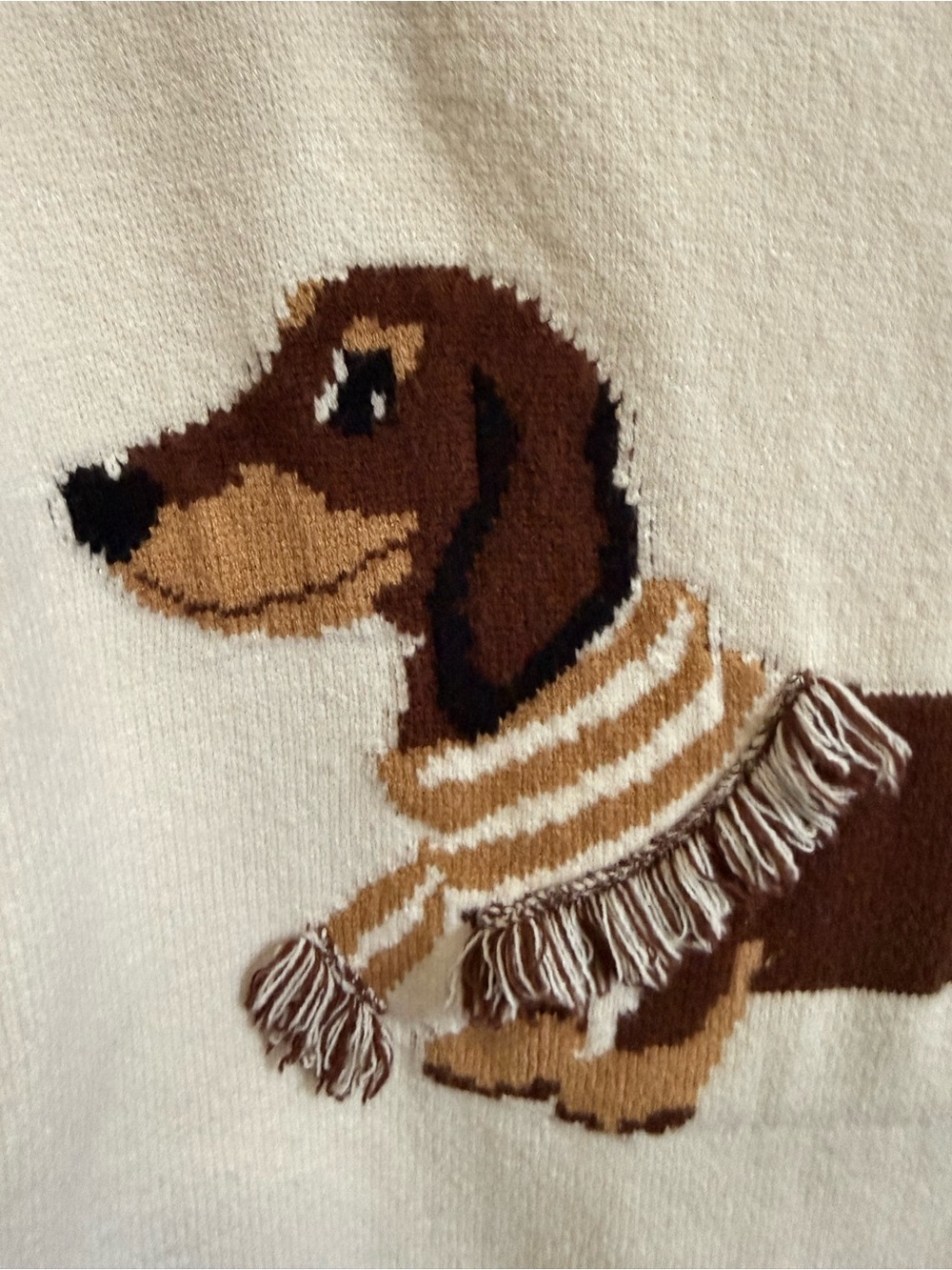 Calligraphie Dog Sweater Crewneck Dachshund ๐ Puppy Knit Fringe Weenie Canine - Picture 12 of 15